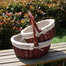 Загрузить изображение в средство просмотра галереи, Wicker Basket Picnic Basket Gift Empty Oval Willow Woven Basket Easter Large Storage Wine Basket