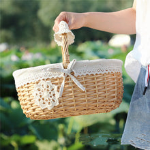 Загрузить изображение в средство просмотра галереи, Wicker Basket Picnic Basket Gift Empty Oval Willow Woven Basket Easter Large Storage Wine Basket