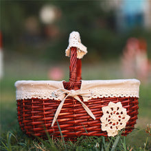 Загрузить изображение в средство просмотра галереи, Wicker Basket Picnic Basket Gift Empty Oval Willow Woven Basket Easter Large Storage Wine Basket