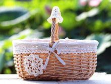 Загрузить изображение в средство просмотра галереи, Wicker Basket Picnic Basket Gift Empty Oval Willow Woven Basket Easter Large Storage Wine Basket