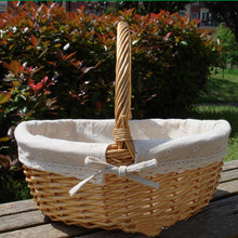 将图片加载到图库查看器，Wicker Basket Picnic Basket Gift Empty Oval Willow Woven Basket Easter Large Storage Wine Basket

