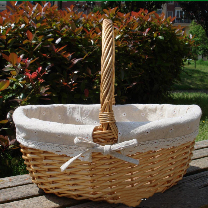 Wicker Basket Picnic Basket Gift Empty Oval Willow Woven Basket Easter Large Storage Wine Basket