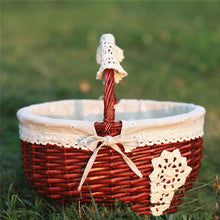 将图片加载到图库查看器，Wicker Basket Picnic Basket Gift Empty Oval Willow Woven Basket Easter Large Storage Wine Basket
