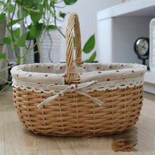 将图片加载到图库查看器，Wicker Basket Picnic Basket Gift Empty Oval Willow Woven Basket Easter Large Storage Wine Basket
